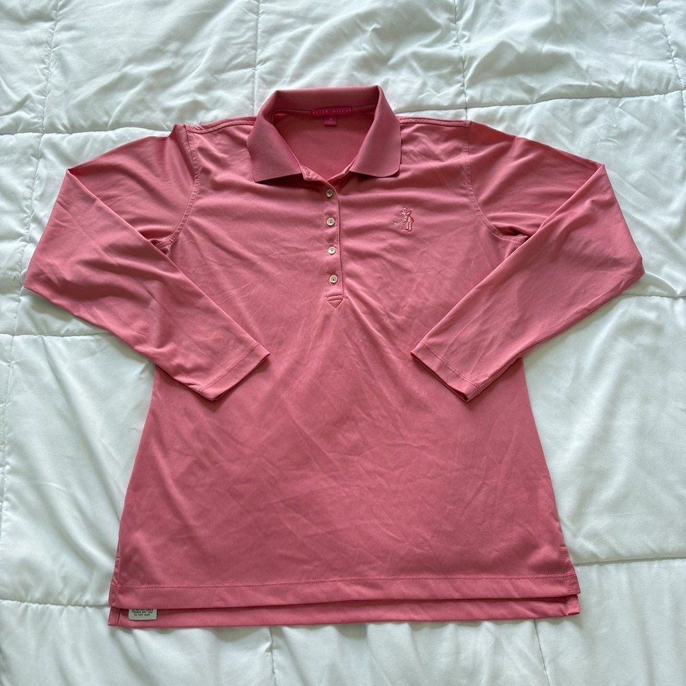 Peter Millar Pullover T Shirt Long Sleeve Womens Medium Pink Activewear Golf